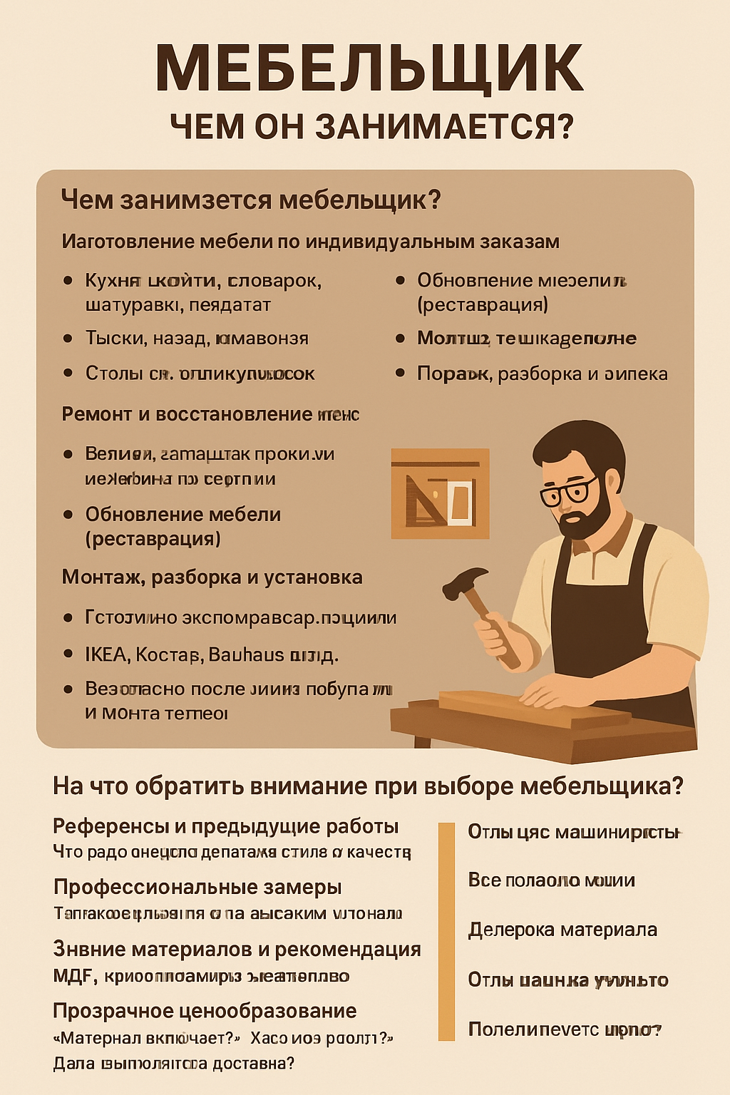 Чем занимается мебельщик? На что следует обращать внимание при выборе мебельщика?