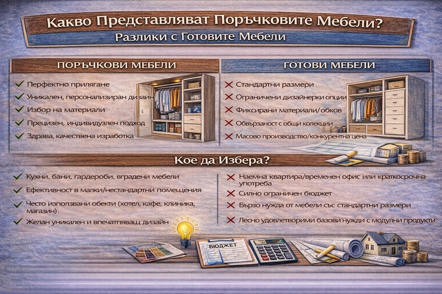 Какво е мебели по поръчка? Разлики спрямо готовите мебели