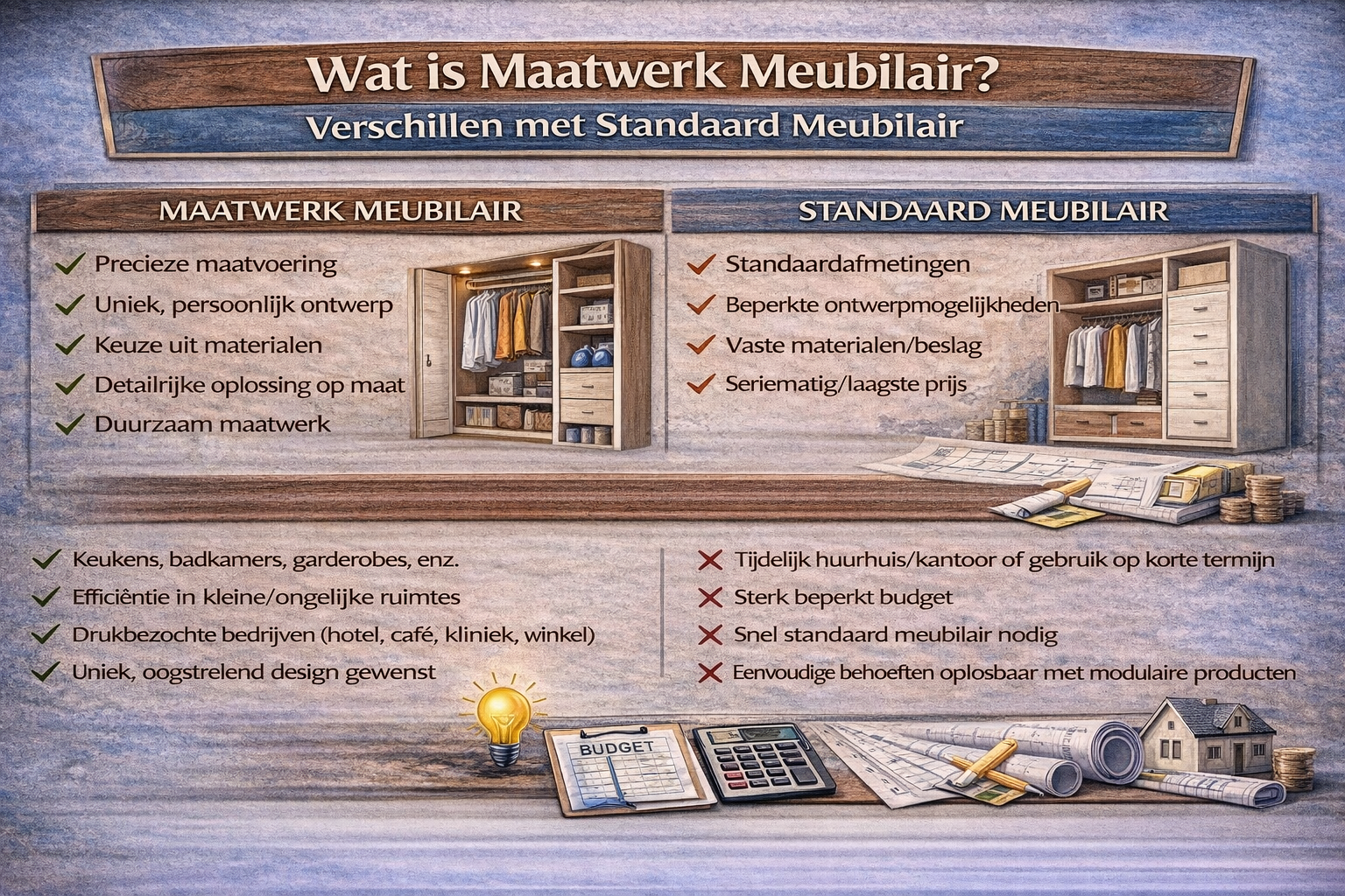 Wat is maatwerkmeubilair? Verschillen met kant-en-klaar meubilair