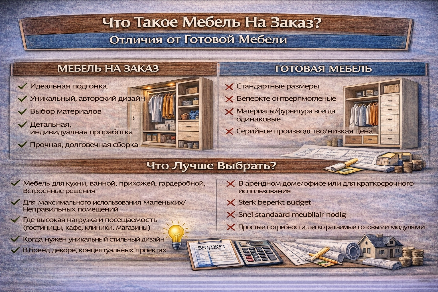 Что такое мебель на заказ? Отличия от готовой (серийной) мебели